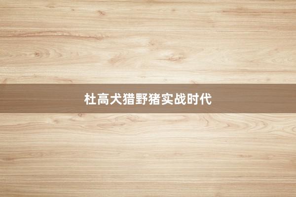 杜高犬猎野猪实战时代